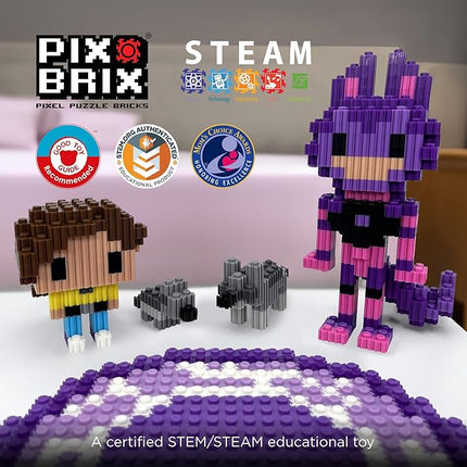 Pix Brix - Wild Kratts Toys Pixel Art Kit - Grey Wolf, 1278 Pieces - Patented Slide + Stack Pixel Puzzle Building Bricks, Build & Collect Wild Kratts Animals - Stem Toys, Ages 6 Plus