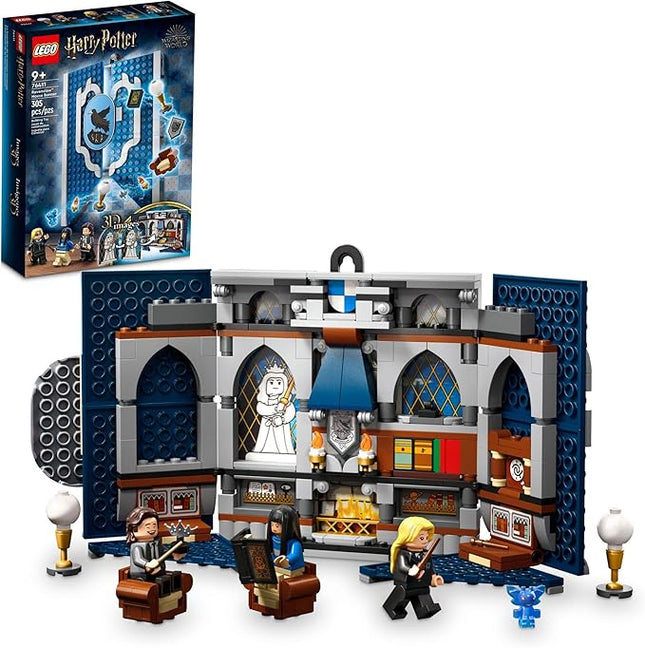 LEGO Harry Potter Ravenclaw House Banner Building Kit 76411-3D Harry Potter Room Wall Decoration, Great Gift Set for Boys Girls Kids, Hogwarts Castle Common Room, Luna Lovegood Minifigure and Wands