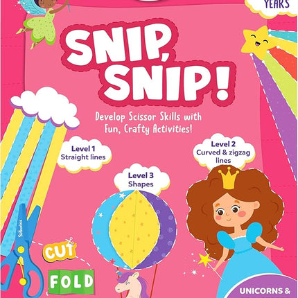 Skillmatics Scissor Skills Activity Book - Snip Snip, 25 Fun Cutting & Creative Activities for Preschoolers, 2 Child-Safe Scissors, Fine Motor Skills, Felt Craft Kit, Gifts for Kids Ages 3, 4, 5, 6, 7