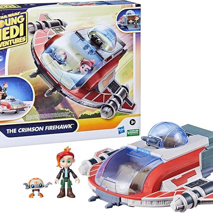 Star Wars: Young Jedi Adventures The Crimson Firehawk, 17-Inch Ship with 2 Action Figures, Toys, Preschool Toys for 3 Year Old Boys & Girls