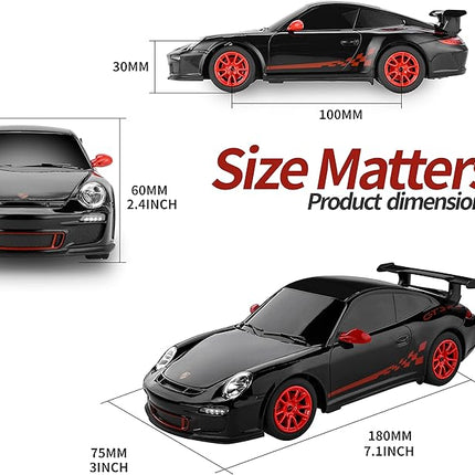 BEZGAR Porsche Remote Control Car - Officially Licensed Porsche 911 GT3 RS Toy Car 1:24 Porsche RC Car Model Vehicle Gift for Boys,Girls,Teens and Adults (39900 Black)