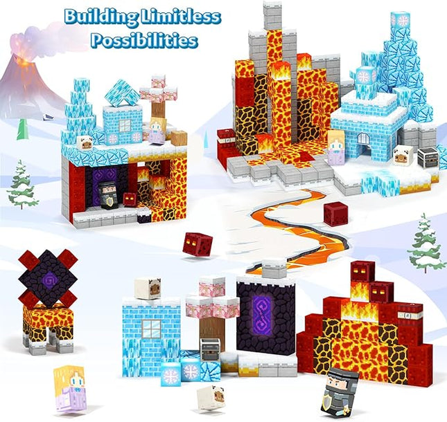 Magnetic Blocks, Magnetic Tiles Building Blocks, Magnet Cubes Kids Toys, Classroom Sensory Toys for 3-5 4-6 5-7 6-8 Year Old Boys Girls,Outdoor Travel Christmas Birthday Gifts for Children