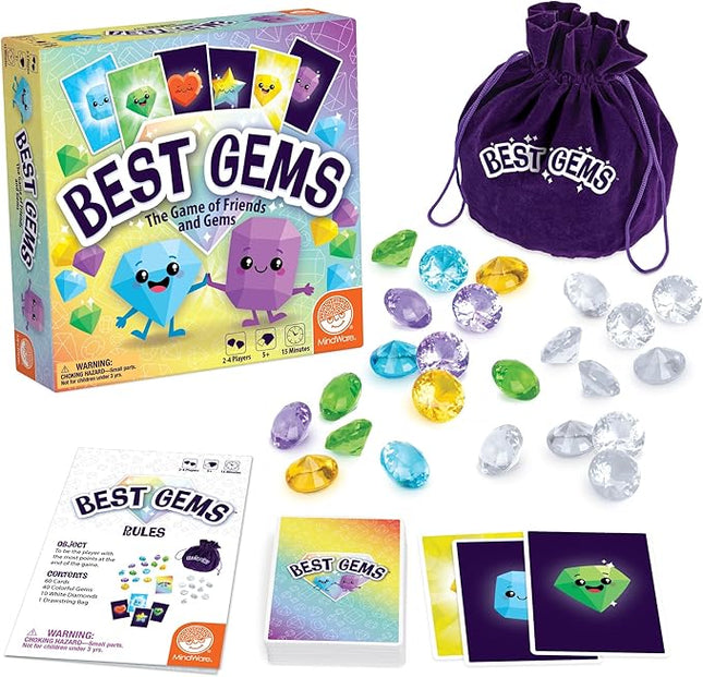 MindWare Best Gems Family Game for 5 Year Olds and up - Match Giant Gems to Earn Points, 2 to 4 Players