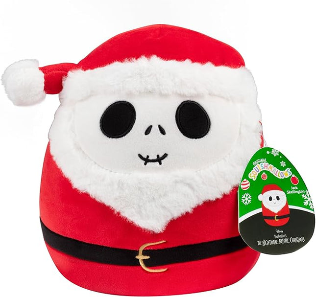 Squishmallows Original 8-Inch Jack Skellington Santa Claus- Nightmare Before Christmas - Official Jazwares Disney Plush - Collectible Soft & Squishy Stuffed Animal Toy - Gift for Kids, Girls & Boys