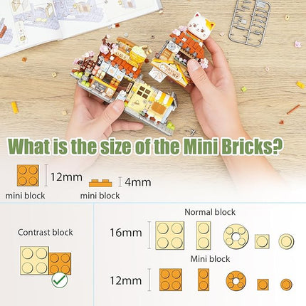 Japanese Street View Taiyaki Shop Mini Building Blocks for Girls 6-12, MOC Creative Building Toys Cute Panda Building Set, Simulation Architecture Construction Toy, Gift Idea for Kids Adults (923 PCS)