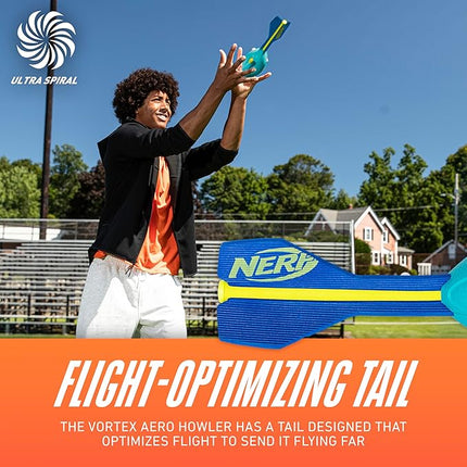 Nerf Vortex Aero Howler Neon Foam Ball, Classic Long-Distance Football, Flight-Optimizing Tail, Whistling Sound, Indoor & Outdoor Fun (Amazon Exclusive)