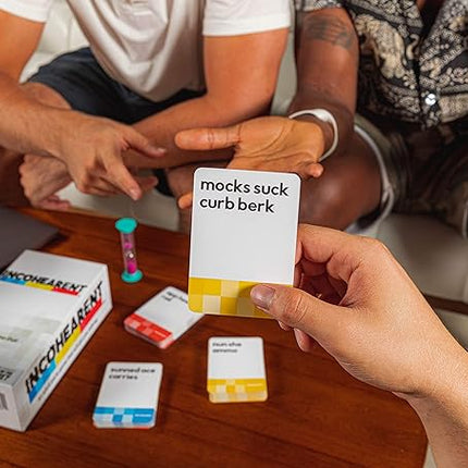 WHAT DO YOU MEME? Incohearent, The Guess The Gibberish Party Game by Relatable, A Funny Card Game for Adults, Great for Game Night Games, Includes 400 Cards, Instructions, and 1 Sand Timer