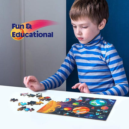 SYNARRY 100 Piece Puzzles for Kids, Space Puzzle for Kids Ages 4-8 Solar System Puzzle, 100 Pieces Puzzles for 3 4 5 6 7 8 Year Olds Boys Girls, Easter Basket Stuffers Valentines Day Gifts for Kids