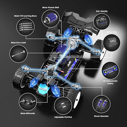 1/12 Brushless RC Cars for Adults,Fast 50mph Off-Road All Terrain Truck,4WD RC Buggy with 2.4GHz Remote Control and 3S Batteries,20W Fast Charging,RTR 4X4 Electric RC Cars