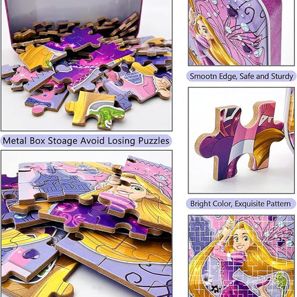 LELEMON Puzzles for Kids Ages 4-8, 60 Piece Puzzles for Kids Ages 3-5,Cool Jigsaw Puzzles in a Metal Box,Educational Learning Puzzle Games Puzzle Toys Gifts for Girls and Boys