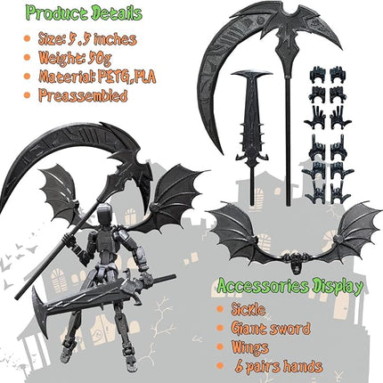 Assembled T13 Robot Set, 3D Printed Titan 13 Action Figure, Lucky 13 Collectors Desktop Decoration, Black