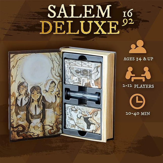 Facade Games Salem 1692 Deluxe Edition Board Game - Witch Hunt Game for Friends and Family - A Game of Cards, Strategy, Deceit, and Luck for 4-12 Players