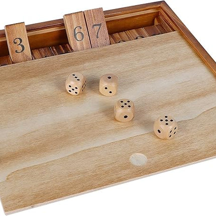 Glintoper Shut The Box & 4 in a Row Tables Game Set, Classic Wood Dice Game with Numbers & Line Up 4 Game for Kids Family, Living Room Rustic Coffee Table Decor, Travel Game Strategy Board Games