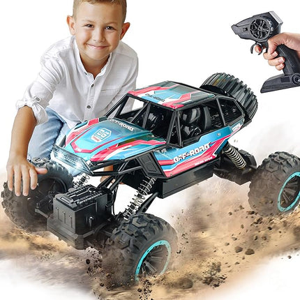 BEZGAR Monster Truck Toys - 1:12 Remote Control Monster Truck with Light, RC Crawler for Adults, Scale RC Truck with 45° Climbing, Remote Control Car for Boys Pink