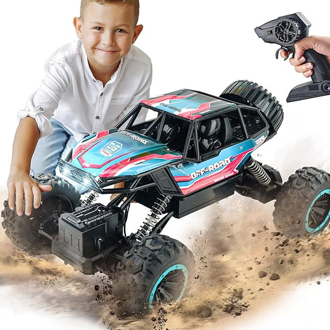 BEZGAR Monster Truck Toys - 1:12 Remote Control Monster Truck with Light, RC Crawler for Adults, Scale RC Truck with 45° Climbing, Remote Control Car for Boys Pink