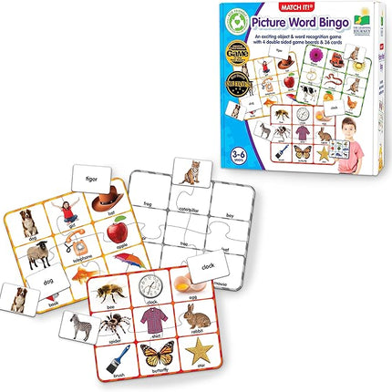 The Learning Journey: Match It! Bingo - Picture Word - Reading Game for Preschool and Kindergarten 36 Picture Word Cards, 9.5" H x 8" W x 0.1" D