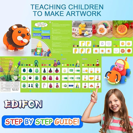 Air Dry Clay kit, EDIFON Modeling Clay Ultra Light Magic Clay with Tools, Safe and Non-Toxic Modeling Clay, Ideal Gift for Kids (48 Colors + Tools)