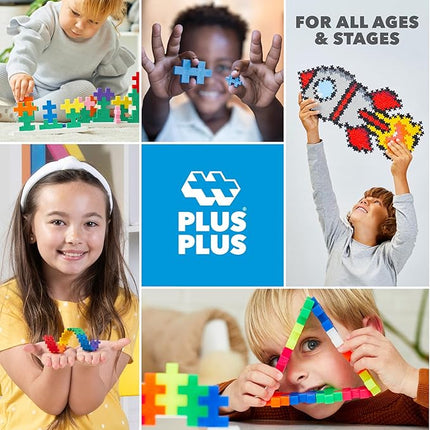 PLUS PLUS 240 Piece Interlocking Building Blocks for Kids, Open Ended Connecting Toys, STEM Bin Classroom Mini Manipulatives - Neon Mix Play Tube