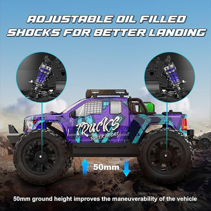 1:14 Brushless RC Trucks for Adults,Max 50mph Electric Off-Road Monster Truck,High Speed 4X4 Remote Control Car with 25W Fast Charger,Waterproof RC Truck with 3S Lipo