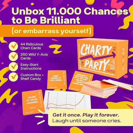 Charty Party – Funny Adult Party Game with Absurd Charts for Ages 17+, Perfect for Clever Friends and Game Nights, Try to Guess What’s The Chart About