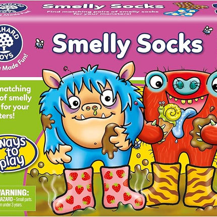 ORCHARD TOYS Moose Smelly Socks Game. Find Matching Pairs of Socks for Your Monsters! for Ages 3-6 and 2-4 Players