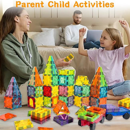100 Piece Set Magnet Building Tiles Toddler Toys Magnetic 3D Blocks Construction Playboards for Kids Ages 3-12