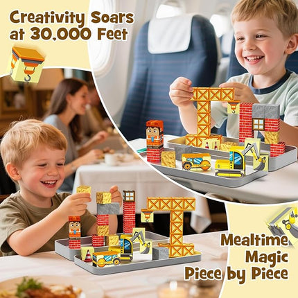 Magnetic Building Blocks for Kids, STEM Engineering Travel Toys with Portable Iron Box, Educational Construction Set for Toddlers Ages 3-8（35 Piece）