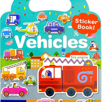 Benresive Reusable Sticker Books for Kids 2-4, Sticker Books for Toddlers 1-3 2-4, Toddler Travel Toys Activities Crafts Gifts - Vehicle