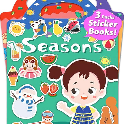 Reusable Sticker Book for Toddlers 2-4 Years, Stickers for Kids, Toddler Sticker Book Ages 1-3, Toddler Craft Activities, Toddlers Travel Toys Ages 2+ Boy Girl Birthday Gifts