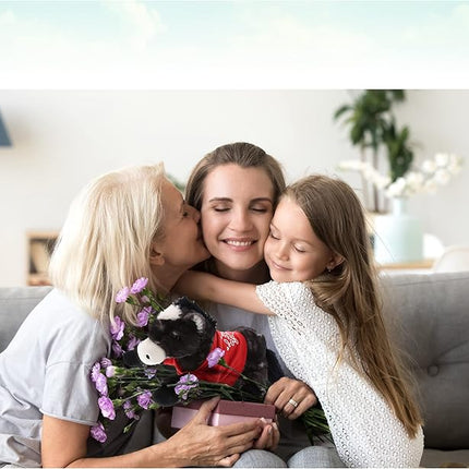 DolliBu I Love You Valentine Plush Lying Black Horse - Cute Stuffed Animal with Red Shirt and Name Personalization Gift for Valentines Day, Birthday, Anniversary - 10.5 Inches