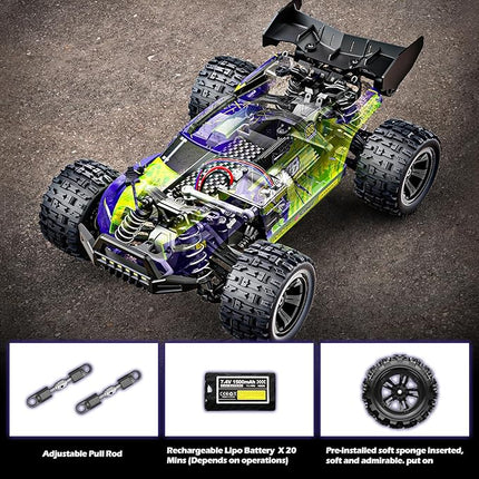 1/18 Scale RC Cars for Adults,Max 36km/h Electric Off-Road RC Truck,Waterproof Electric High Speed RC Car 4X4 Remote Control Car,All Terrain RC Vehicle for Snow,Sand, Beach&Rocky Surfaces