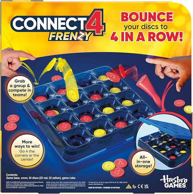 Connect 4 Frenzy Game | Bounce Discs 4 The Win | Family Party Games for Kids, Teens, and Adults | Ages 8+ | 2 to 6 Players | 10 Mins. | Portable Games
