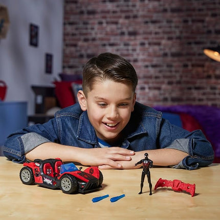 SPIDER-MAN Marvel VenomVersus Epic World of Action Miles Morales Remix Blast Racer 4-Inch (10 CM) Figure & Toy Car, Accessories, Super Hero Toys, 4+