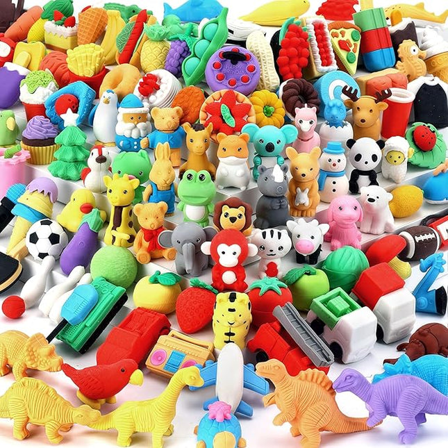 111Pcs Animal Erasers Desk Pets for Kids Animal Pencil Erasers Bulk Puzzle Eraser Toys Gifts for Classroom Prizes,Game Reward,Treasure Box,Easter Egg Fillers,Goodie Bag Stuffer,Party Favors