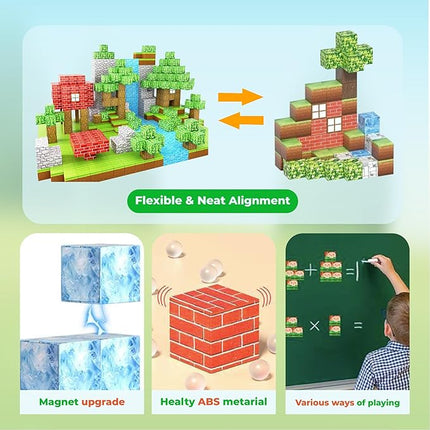 154PCS Magnetic Blocks - Build Animal Forest Set, Magnetic Tiles Building for Boys & Girls Age 3-8, STEM Montessori Sensory Toys for Toddlers Kids Gifts for 3+ Years Old, Construction Toy