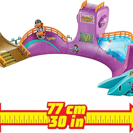 Hot Wheels Skate Octopus Skatepark Playset with Tony Hawk Fingerboard & Pair of Removable Skate Shoes, Includes Storage