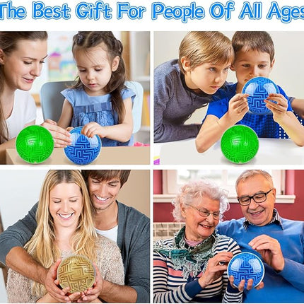 3D Puzzle Ball Maze Brain Teasers Games Puzzle Toy Gravity Memory Cube Educational Toys Gifts for Students Teens Adults,Blue and Green