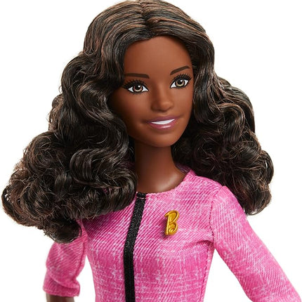 Barbie Careers Doll & Accessories, Future Leader with Dark Brown Hair Wearing Outfit with 2 Golden Bracelets & “B” Pin, Includes Sticker for Kids