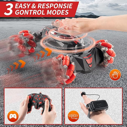 Gesture RC Car, 2.4GHz 4WD Gesture Sensing RC Stunt Car Toys for 6-12 yr Boys Girls, Hand Controlled rc car Offroad 360° Rotation with Lights Music for Birthday Gifts