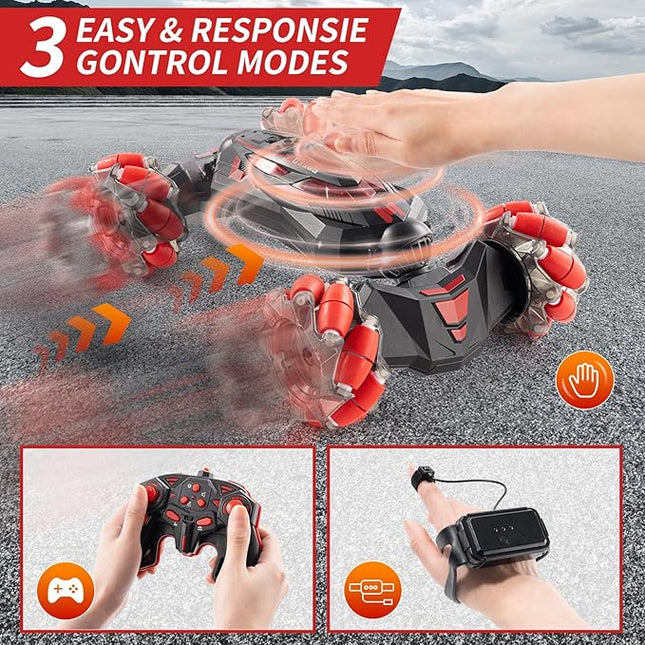 Gesture RC Car, 2.4GHz 4WD Gesture Sensing RC Stunt Car Toys for 6-12 yr Boys Girls, Hand Controlled rc car Offroad 360° Rotation with Lights Music for Birthday Gifts