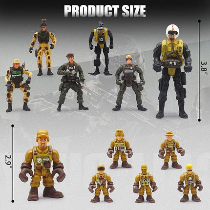Army Men Action Figures Playset, 30 PCS Soldiers Zombies Monsters Action Figures with Weapons Gear Equipment Accessories - 4 Inches Military Toy for Boys Ages 6 7 8 9 10 11 12 Years Old