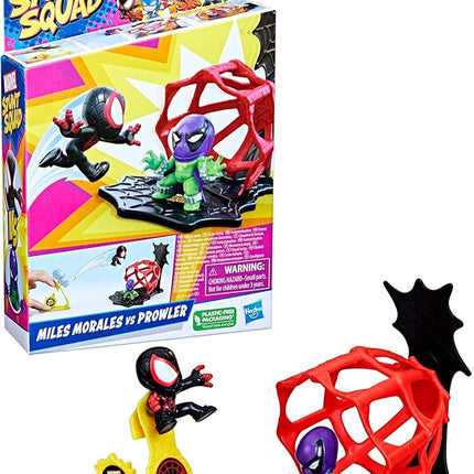 Marvel Stunt Squad Miles Morales vs. Prowler Toy Playset, 1.5-Inch Super Hero Action Figures, Ages 4 and Up