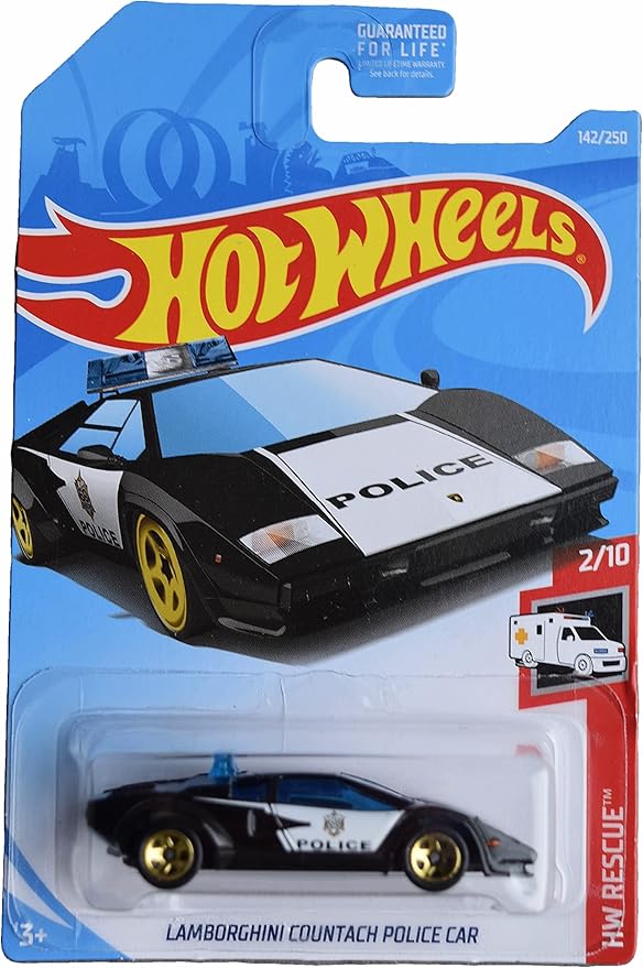 Hot Wheels Lamborghini Countach Police Car, Rescue 2/10