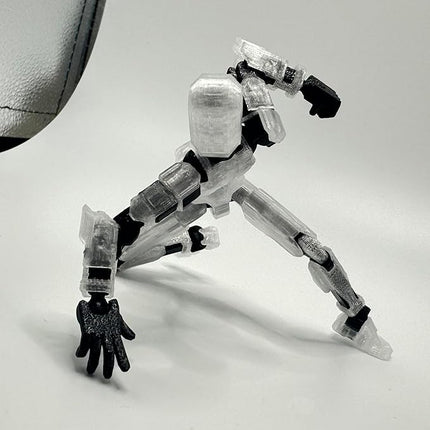 3D Printed 5.54-inch Multi-Jointed Action Figures Dummy13, Full Body Mechanical Movable Toy, Multiple Accessories, Hand Painted Figure, Desk Decoration, Creative Gifts (Transparent)