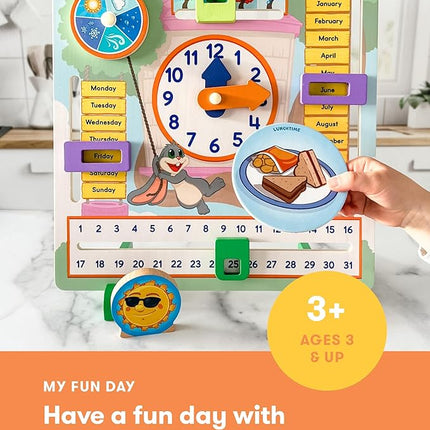 SimplyFun My Fun Day - an Engaging and Educational Activity Board- Learn About The Months, Days, Seasons and Telling Time - 1 to 2 Players - for Kids Ages 3 & Up