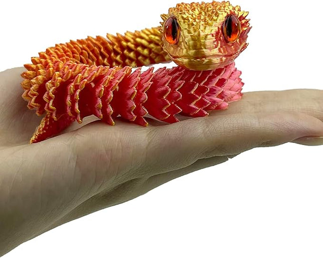 12in 3D Printed Snake Toys, Flexible 3D Printed Animal, Fidget ADHD Snake Toys, Perfect Desk Pet for Animal Collectors