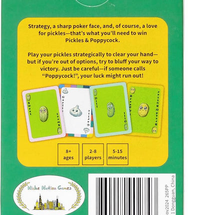 Pickles & Poppycock - A Game for Bluffers and Pickle Lovers - Pickle Gifts - Gifts for Pickle Lovers - Card Games for Adults and Kids - Social Bluffing Game for 2-8 Players and Ages 8+