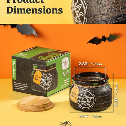 PieceRelax 3D Puzzle Jar 64 Plastic Pieces for Adults - Witches Brew - Wooden Lid Container for Kitchen Dining Study Living Room No Glue Requied Small [BC1022]