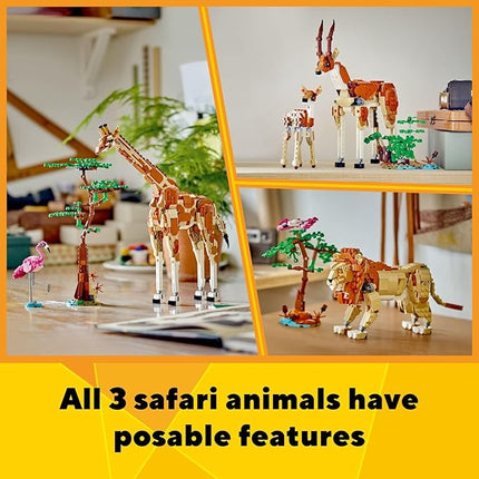 LEGO Creator 3 in 1 Wild Safari Animals, Rebuilds into 3 Different Safari Animal Figures - Giraffe Toy, Gazelle Toy or Lion Toy, Nature Toy, Building Set for Kids Ages 9 Years Old and Up, 31150