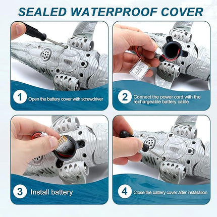 Mosasaurus Dinosaur Toys, Upgrade Remote Control Water Toy, Pool Toys for Kids Ages 4-8, RC Dino with Light and Spray Water for Swimming Bath Lake Ocean Christmas Birthday Gift